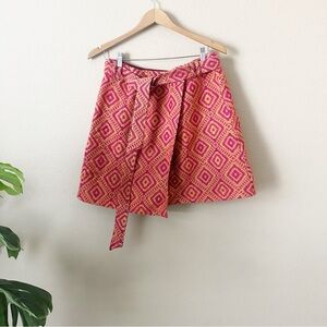 Anthropologie Structured Knit Tapestry Mini Wrap Skirt Size 10